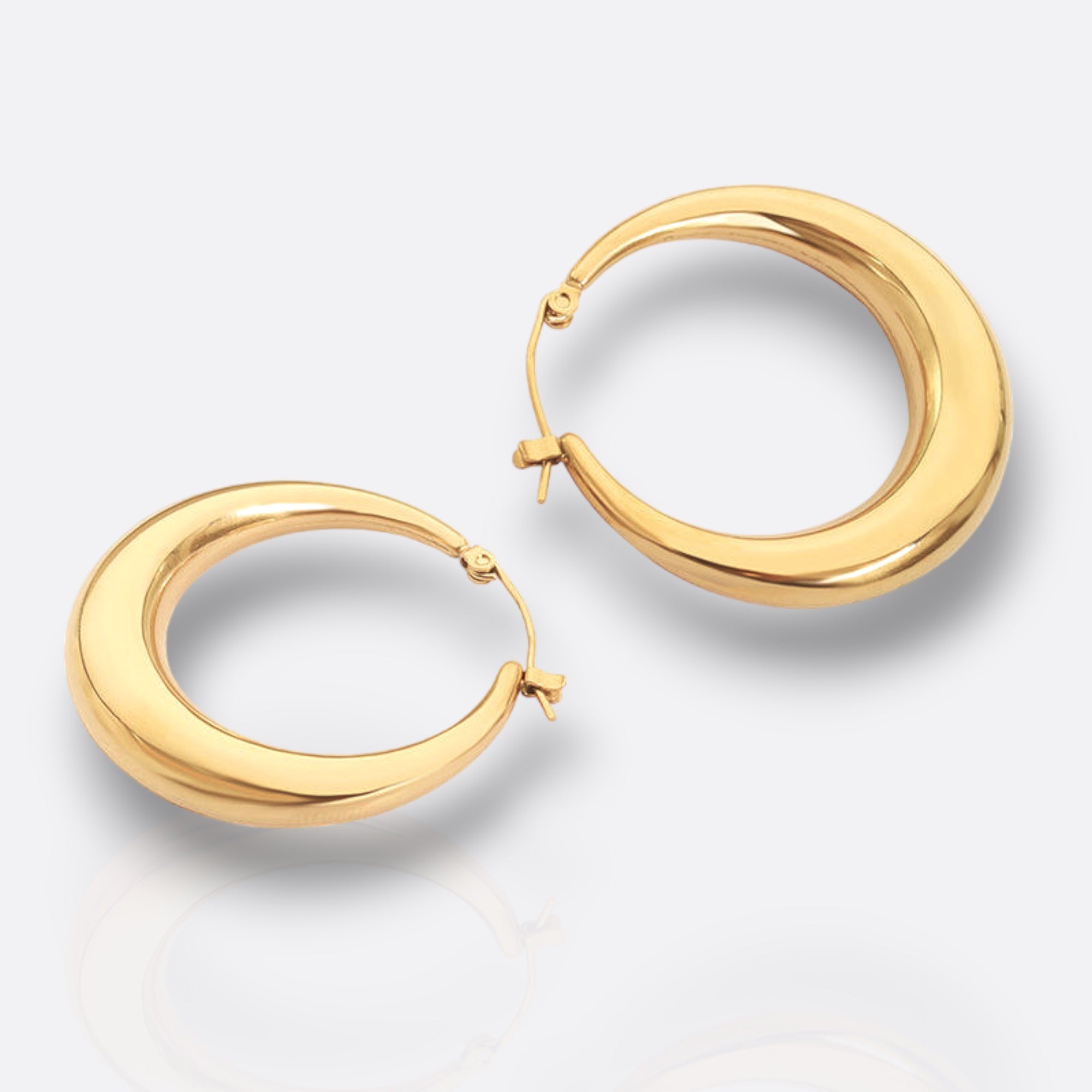 14k Yellow Gold XXL 80mm Large Shiny Thin Classic authentic Selena Style Hoop Earrings