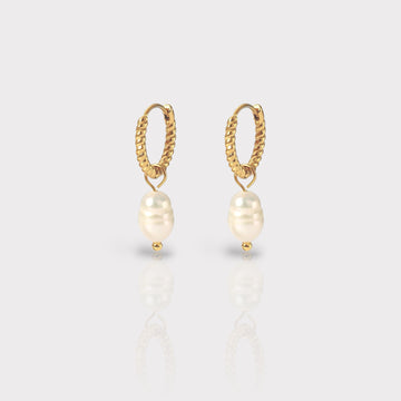 Lila Genuine Pearl Huggie Earrings